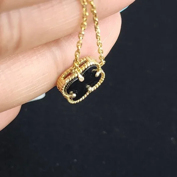 Luxury 925 Sterling Silver Black Clover Necklace – Timeless Lucky Charm - Picture 6 of 8